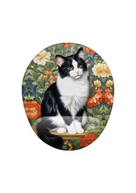 Resim Vintage Kedi Desenli Bilek Destekli Kaymaz Buruşmaz Kırılmaz Mouse Pad 