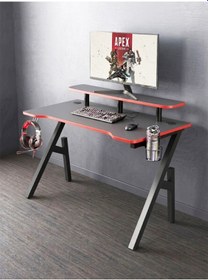 Resim Steewart Raflı Oyuncu Masası 103x50 - Antrasit 