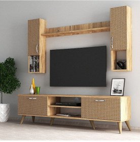 Resim Mega 180 lik Kapaklı Raflı Tv Ünitesi Çam Hazeran Kapaklı - TVU02 