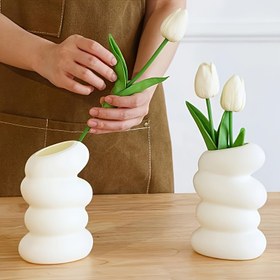 Resim Modern Minimalist Vazo: İskandinav Stili, Spiral Silindir, Çiçek Düzenleme Tutacağı, Hafif Plastik, Ev Dekorasyonu İçin Uygundur 