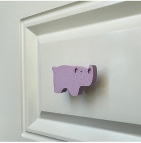 Resim Pomerol Mor Gergedan Dolap Kulpu - Çocuk Odası, Mutfak Ve Banyo İçin Sevimli Mobilya Kulp, 