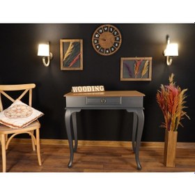 Resim Wooding 80 Cm Çekmeceli Masif Antrasit Naturel Dresuar (548585946) Antrasit 
