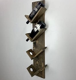 Resim Doğal Ahşap Şaraplık, Şarap Rafı, 4'lü Ahşap Şaraplık Ceviz 