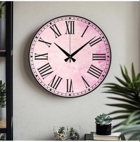 Resim Roma Rakam Uv Baskılı Duvar Saati Sessiz Akar Mekanizma Pembe 