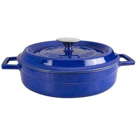 Resim Lava Döküm Çap Ø 24cm Çok Amaçlı Yayvan Tencere Döküm Demir Yekpare Kulplu Premium Serisi - Majolica Mavi Mavi 