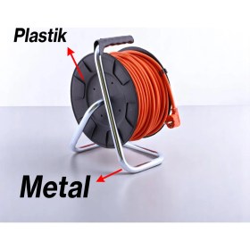 Resim Makaralı CCA Uzatma Kablosu 3x1.5 mm 20 Metre Termal Sigortalı Plastik Seyyar Makara 4 Prizli Monofaze 
