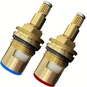 Resim Willowhaven 2 Adet Pirinç Vana Seramik Diskli 20 Diş Musluk Vana Banyo Mutfak 