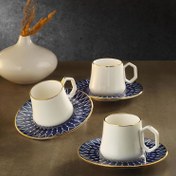Resim Sandro Moreno 1453 Deep Blue Geometrik Line Gold 12 Parça Kahve Fincan Takımı 90 ml 153AR210868 