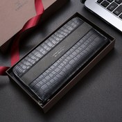 Resim 1 adet Yüksek Kaliteli Plaid Erkek İş Çantası, Büyük Kapasiteli Dikiş Kontrast Renk Fermuar Uzun Cüzdan, Çok Fonksiyonlu Erkek Cep Telefonu Cüzdanı, Hediye 