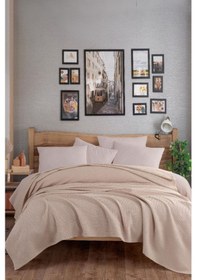 Resim Ecocel Pike Örtü Çift Kişilik 200x230cm Karde Koyu Bej Koyu Bej 