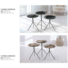 Resim Zigon Osm Yuvarlak Model Parlak Ahşap Mermer Mdf Tabla Metal V A (410224905) 