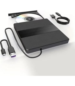 Resim Harici USB 3.0 ve Type-C Dvd-Rom Dvd-Rw Optik Sürücü, USB ve Type C Kablolu, Pc, Tablet, DVD Player, Çizgili Metal Tasarım Ultra Slim CD Rom Okuyucu X350 