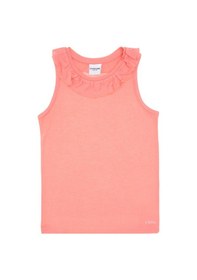Resim U.S. Polo Assn. Kız Çocuk Pembe Bisiklet Yaka Fırfır Detaylı Kolsuz Tişört 50306242-VR041 