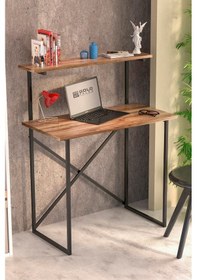 Resim Çalışma Masası Raf Kitaplık Çok Amaçlı Ofis Masa Ceviz 