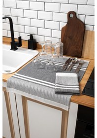 Resim 45x65, 2'li Kurulama Bezi, %100 Pamuk Yüksek Su Emici Gri 