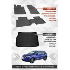 Resim Sahler Nıssan Qashqai Tekna 2014-2021 Uyumlu 4.5d Premium Havuzlu Oto Paspas Ve Liner Marka 3d Bagaj Havuzu 