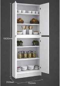 Resim Umg Mobilya Patentli Santra Kulpsuz 4 Kapaklı Çok Amaçlı Dolap, Mutfak, Elbise, Balkon, Kiler, Dosya Dolabı Beyaz 