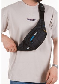 Resim Newish Polo Erkek Kumaş Usb Kulaklık Çıkışlı Crossbody Çapraz Göğüs Omuz Ve Bel Çantası New201 - Siyah - Mavi 