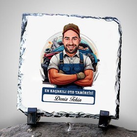 Resim Karikatürlü En Başarılı Oto Tamirci Dekoratif Taş 