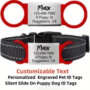 Resim 1 adet Özel Kırmızı Oymalı Köpek Kimlik Etiketi - Ad, Telefon Numarası ve Adres ile Kişiselleştirilmiş Kaydırma Köpek Kemer - Dayanıklı Paslanmaz ve Silikon, Lazer Oymalı, Aşınmaya Dayanıklı, Küçük, Orta ve Büyük Köpekler için Mükemmel, Köpek Kemer, Köpek Güvenlik Aksesuarı, Lazer Oyma 