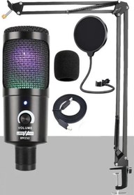 Resim BM350 STA RGB Set Stüdyo Condenser Usb Pc Mikrofonu (Stand ve Filtreli) 