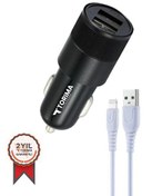 Resim C3 Lightning Tüm Araçlara Uyumlu Araba Çakmaklık Çift USB Girişli Siyah SiyahOto Şarj Aleti Soketi Torima