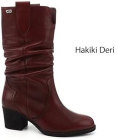 Resim GÖNDERİR Kadın Kalın Topuklu Körüklü Hakiki Deri Çizme GKZC13447531 