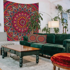 Resim Mandala Duvar Örtüsü - 135 cm x 135 cm 