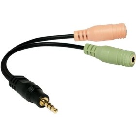 Resim LogiLink CA0021 4 pin 3.5mm Stereo Erkek - 2 x 3.5mm Stereo Dişi, 0.15m 