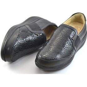 Resim Dr. Comfort 5013 Siyah Krokodil Deri Diyabetik Kadın Ayakkabı Siyah 