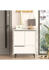 Resim Bohem Ayakkabılık Çok Amaçlı Dolap 3 Kapaklı Metal Ayaklı Beyaz Boh8c-w Beyaz 