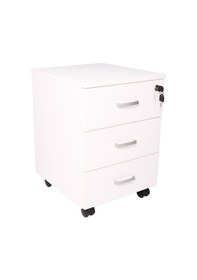 Resim Ofisbazaar 3 Çekmeceli Kilitli Tekerlekli Keson 60x45x40 Cm 18 Mm Suntalam - Beyaz 