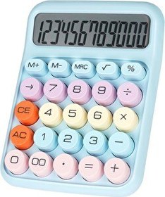 Resim Valkyrie Renkli Çok Şirin 12 Hane Mekanik Hesap Makinesi Büyük Ekranlı 4 Fonksiyonlu Ev Ofis Okul Mavi 