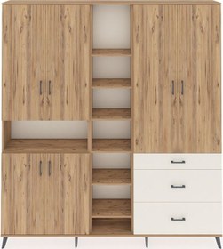 Resim Arges Dolap 13 Raflı 3 Çekmeceli 6 Kapaklı 220x30x243 Çam-çam/aytaşı Atlas Çam/aytası 