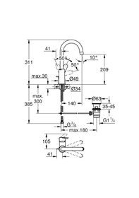 Resim Grohe Bauedge L-Boyut Lavabo Bataryası Krom 23760000 
