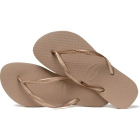 Resim Havaianas Kadın Slim Günlük Parmak Arası Terlik 4000030-3581 Gold Kauçuk Malzeme ile Rahat Kullanım 