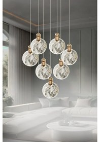 Resim Eray Aydınlatma 8002-6+1 7li Sarkıt Gold Led Avize Gold 