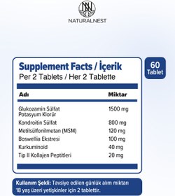 Resim Naturalnest Glucosamine Chondroitin Curcumin & Msm - 60 Tablet 