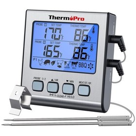 Resim NPO ThermoPro TP17 Alarmlı, Aydınlatmalı, Çift Çelik Problu ve Pr 