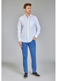 Resim Bisse Klasik Spor Yaka Uzun Kollu Regular Fit Beyaz Erkek Gömlek Gmkls4ksp242049 D01 Beyaz 