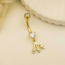 Resim Cherry By Özkonak Taşlı Yıldız Sallantılı Göbek Piercing Sarı 