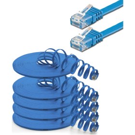 Resim IRENIS 5 Adet CAT6 Yassı Ethernet (Network, LAN) Kablosu, Mavi, 5 metre 