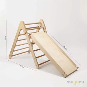 Resim Montessori Pikler Üçgeni + Kaydırak İkili Tırmanma Seti 