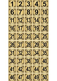 Resim Metal Kapı,Masa,Dolap Numarası 10x10cm 50 adet (1..50) Altın Renk Metal 