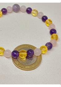 Resim Ametist & Pembe Kuvars & Sitrin Tasarım Bileklik 6-8mm 52400 Çok Renkli 