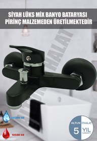 Resim altunithalat Siyah Beyaz Mix Banyo Duş Bataryası Aç Kapa Musluk Soğuk Sıcak Banyo Bataryası 