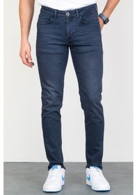 Resim Erkek Lacivert Slim Fit Licralı Esnek Taşlamalı Kot Pantolon 842H (492006157) 