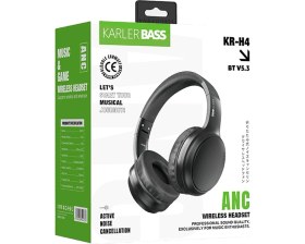Resim Karler Bass Krh4 Aktif Gürültü Engelleyici Özellikli Kafaüstü Kablosuz Bluetooth Kulaklık - Siyah 