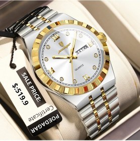 Resim Poedagar Askeri Adam Kol Saati Kuvars Hafta Tarihi Izle Erkekler Için Su Geç 872 Gold White Altın 