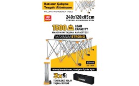 Resim SGS942 - Seramik Fayans Katlanır Çalışma Tezgahı Alüminyum 240 x 120 x 185CM 